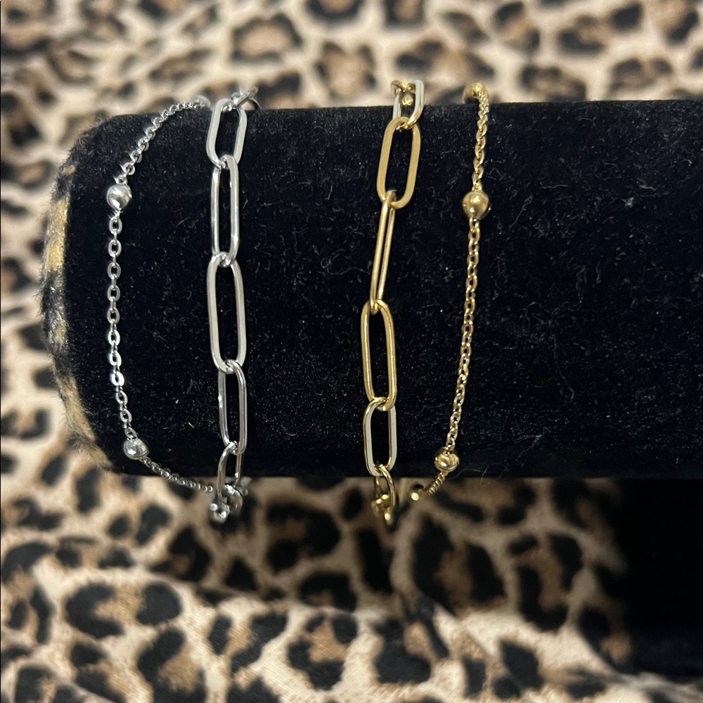 Elegant Gold and Silver Chain Bracelet Set - Versatile Layering Jewelry(SS)